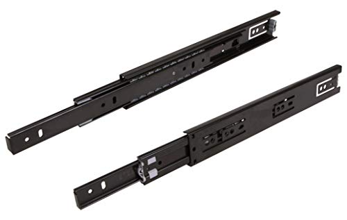 KTS-PRO - Guida per cassetti a estrazione totale da 350 mm, con apertura a sfera in legno, per montaggio laterale – KTS-PRO | metallo rivestito nero | portata 30 kg | 1 paio – estrazioni per cassetti