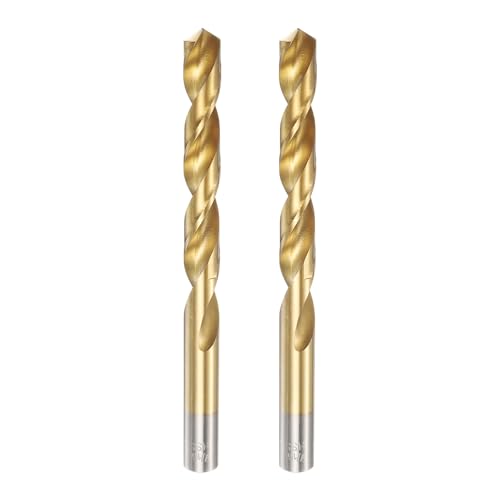 uxcell 2pcs Titanium Twist Drill Bit 7/16 Drilling Dia High Speed Steel Drills for Hardened Metal Stainless Steel Cast Iron Wood Plastic