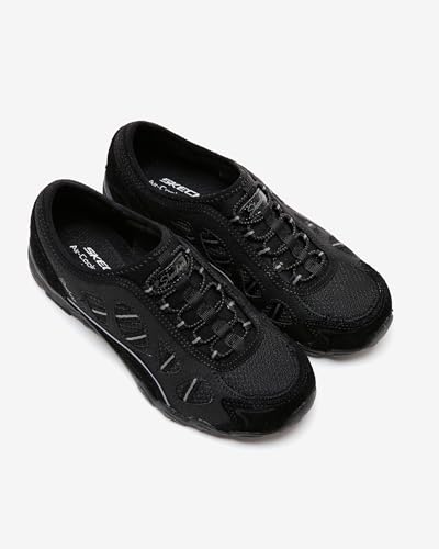 Skechers Skechers Women's Sneaker, Black Suede Mesh Duraleather Charcoal Trim, 5.5