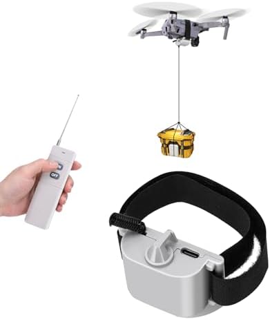 Universal Drone Airdrop System Compatible with DJI Mavic Mini 4 Pro, Mini 3, Mini 2, Air 2, Air 2S, Mavic 3 Pro, Mavic 2 - Payload Clip, Release Device, Airdropper with Fish Bait Ring Thrower Accessories (Drones Not Included)