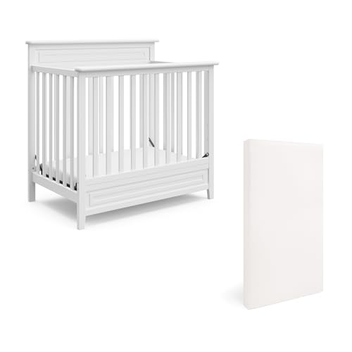 Image of Storkcraft Petal 4-in-1 Convertible Mini Crib – GREENGUARD Gold Certified, Converts to Daybed and Twin-Size Bed, Bonus 2.75-inch Mini Crib Mattress Included, Ideal for Small Spaces (White)