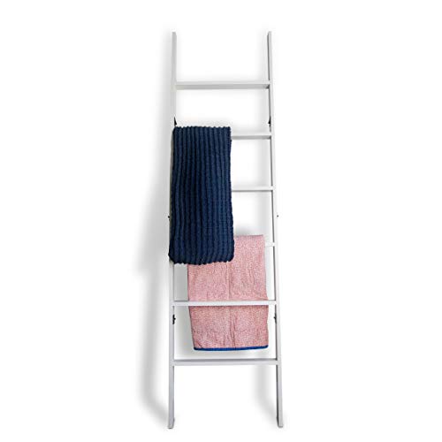 RELODECOR 6-Foot Wall Leaning Blanket Ladder| Laminate Snag Free Construction (White)