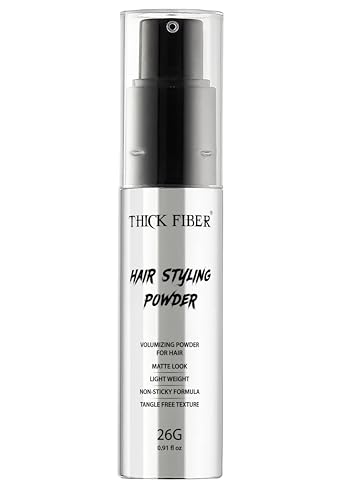 Thick Fiber Hair Styling Powder – Tangle-Free, Non-Sticky, No White Residue – Infused Clay-Based Powder for Volumizing & Texturizing – Matte Finish for Women and Men – Medium Hold – 26g