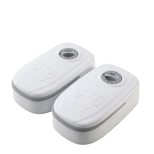 JNNJ 自動給餌器 ペットフィーダー猫 犬 やり器 タイマー設定 小型 コンパクト 電池式 タイマー式 タイムフィーダー エサ入れ 犬の給餌ステーションウォーターディスペンサー (2,グレー)