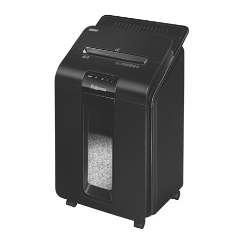 Fellowes AutoMax Micro-Cut 100M Commercial Office Auto Feed 2-in-1 Paper Shredder with 100-Sheet Capacity Cover