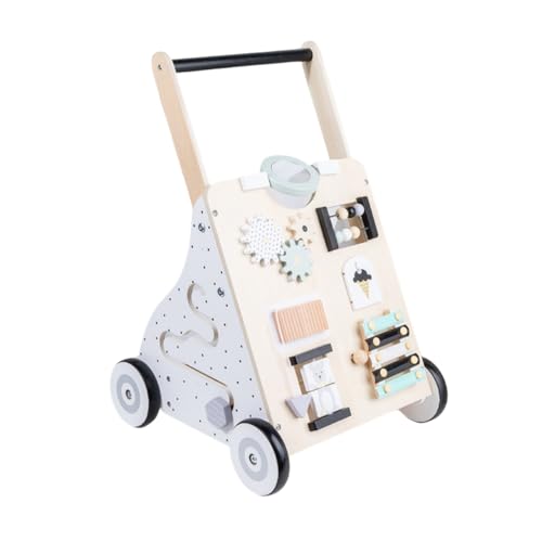 Aeroor手押し車 木製 ベビーウォーカー 知育遊び付 赤ちゃん あんよ 練習 押し車 知育玩具 おもちゃ 出産祝い 男の子と女の子の誕生日 プレゼント (ホワイト)