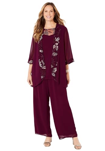 Catherines Women's Plus Size Lavish Lace 3-Piece Pant Set