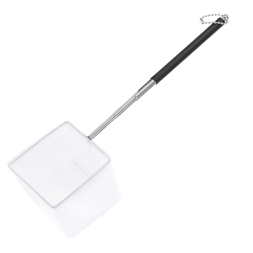 Aquarium Fischnetz 8cm kleine Aquarium Kescher mit ausziehbarem Edelstahlgriff Quadratische Feine Netzmaschen Garnelennetz für Fish Tanks Kleiner Teich Bach