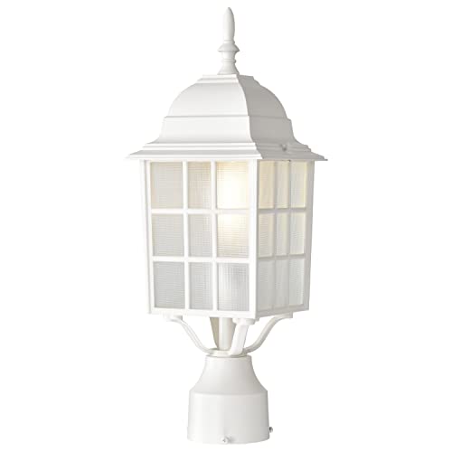 Image of Nuvo Lighting 60 /4907 Adams One Light Post Lantern 100 Watt A19 Max. Frosted Glass White Outdoor Fixture