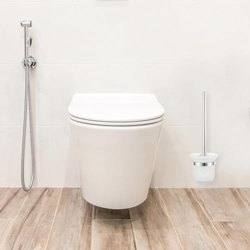 Comzantor Klobürste, Toilettenbürste, Wc Bürste, Klobürstenhalter, Bürstengarnitur Wandmontage, Toilettenbürstenhalter, Klobürsten Weiß, Wc-Bürsten & Halter mit Randreiniger, Toilet Bürstenhalter