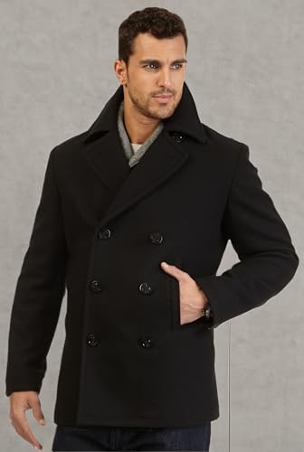 Nautica Big and Tall Wool Pea Coat (Black 8X)2