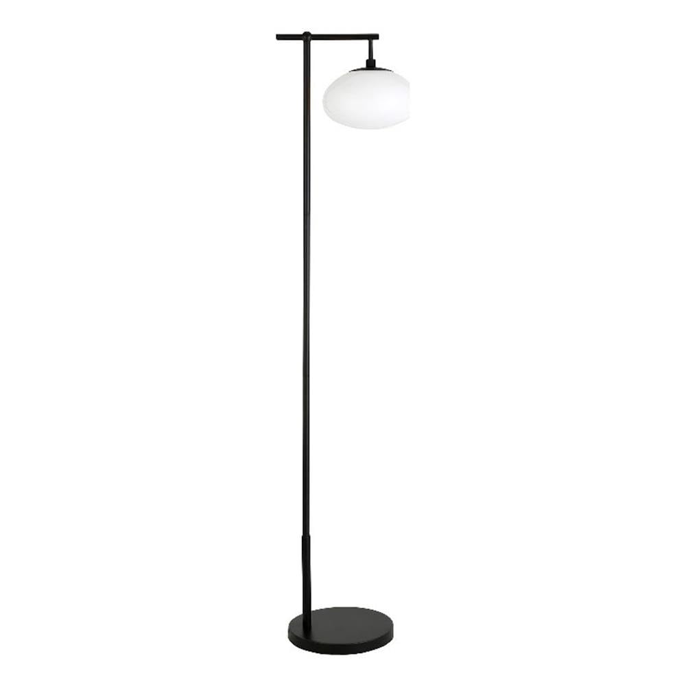 Blume 68" Tall Arc Floor Lamp with Glass Shade in Blackened Bronze/Milk White