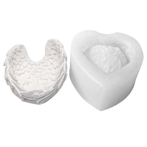 Goldyida Stampo in silicone per ali d'angelo, forma a forma di cuore, ali d'angelo, in resina epossidica, 3D, angelo, ali in silicone, forma 3D, angelo, statua di candele, stampi in silicone (piccoli)