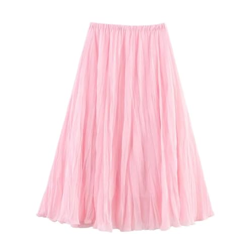 Women’S High Waist Pleated Swing Skirt A-Line Non-Stretch Loose Fit Long Length Flattering Silhouette3