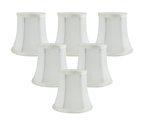 Meriville Set of 6 Faux Silk Chandelier Lamp Shades – Softback Bell Shape, Clip-On Fitter for Candelabra Bulbs, 3.5