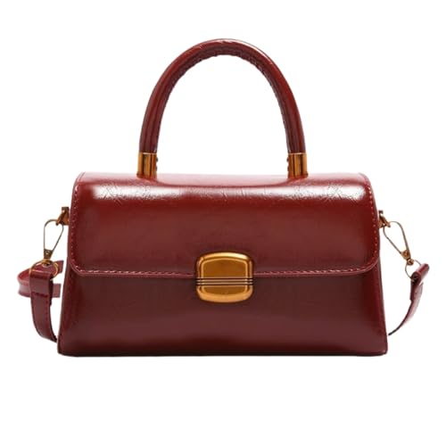 Sac à main en cuir rouge Hoboes avec fermeture éclair et bandoulière