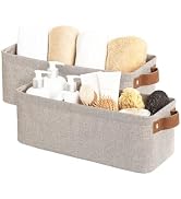 StorageWorks Aufbewahrungskorb Stoff, schmale Aufbewahrungsbox für Schränke, Stoff Korb Aufbewahrung mit Griffen, Badezimmer Organizer, Toilettenpapieraufbewahrung, braun und beige, 2 Stück Küche, Haushalt & Wohnen