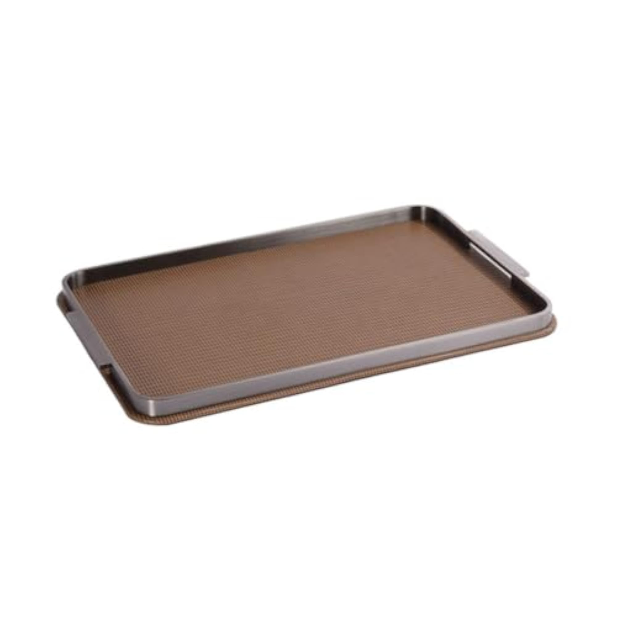 Rectangular Tray with Metal Rim, Slim Woven Base Design