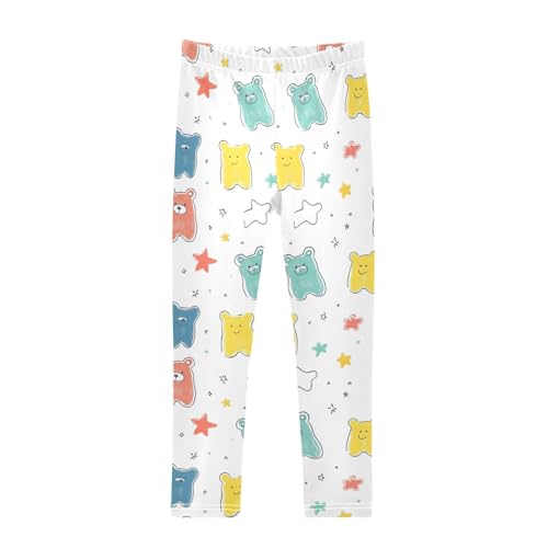 Gummy Bear and Stars Girls Casual Leggings for Kids Printed Long Pant Bottoms Stretch and Soft