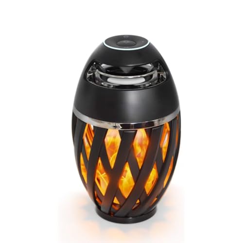 Outdoor Bluetooth Lautsprecher mit Flammenlicht, Kabelloser LED Tischlampe, IP65 Wasserdicht, Stereo Sound für Terrasse, Garten, Camping Geschenke, Geburtstagsgeschenk für männer(Ohne Einsteckstab)