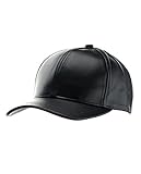 Unisex Adjustable Genuine Leather Baseball Cap Hat Made in USA-Black