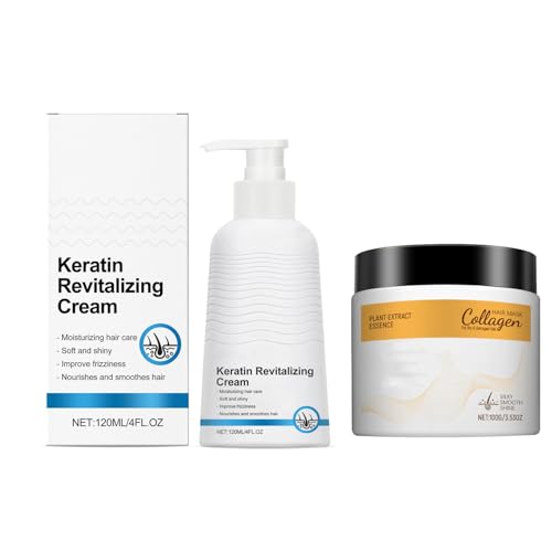 Crema Revitalizante De Keratina, Tratamiento Capilar Con ColáGeno Para Cabello Seco Y DañAdo, HidratacióN Y Suavizado. (2)