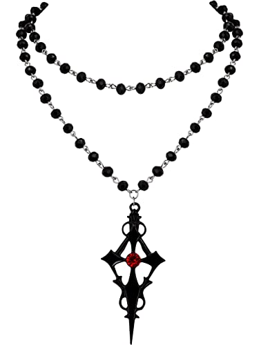 Sacina Gothic Black Cross Necklace, Layered Cross Necklace, Halloween Christmas New Year Jewelry Gift For Women