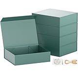 PSHVYM Gift Boxes with Lids, 11.5x7.8x3 In Forest Green Gift Box for Presents Magnetic Closure for T-Shirts, Gloves, Scarves, Books, Baby Clothes, Clothing Gift Wrap, Contains Card, Ribbon (5PACK)