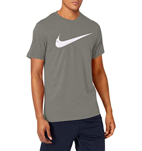 Nike Men's Sportswear Swoosh T-Shirts (Small, Sterling Grey (White Logo))