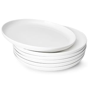 Sweese Porcelain Dinner Plates Set of 6, 10 Inch Lightweight Round Dish Set – Dishwasher, Microwave, Oven Safe, Scratch Resistant, Kitchen Serving Dishes – White