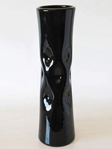 POLONIO - Paraguero de Cerámica - 70 cm - Paraguero o Bastonero Bollado para Entrada y Pasillo - Color Negro Brillo