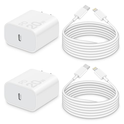 Image of CXX 10FT Charger for iPhone 20W Fast Charging [MFi Certified, 2-Pack] USB-C PD Block & Extra Long Cable Compatible with iPhone 14/13/12/11/Pro/Plus/Max/Mini/SE, iPad & More [Purple+White]