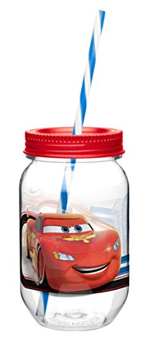 Zak Designs Disney Cars Canning Jar Tumbler with Straw, 19-Ounce