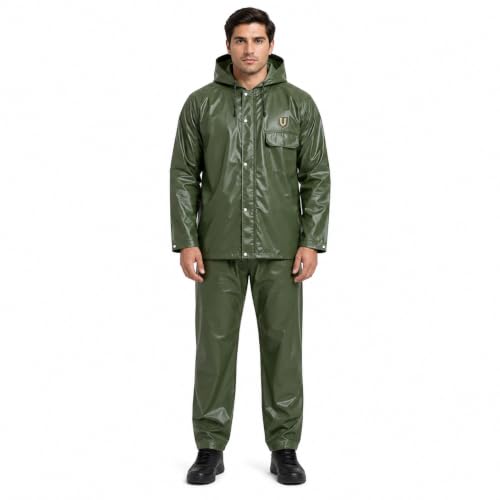 Image of Viva Impex Unisex Waterproof PVC Raincoat Suit with Hood | Jacket & Pant Rain Wear for Men & Women | Heavy Duty for Bike Riding, Travel & Outdoor Work | Universal Size | Random Color