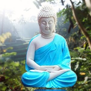 Woofmart Premium Handcrafted Polyresin Sitting Meditation Dhyan Buddha Statue Showpiece Lord Buddha Idol (5.5-inch). (Blue)