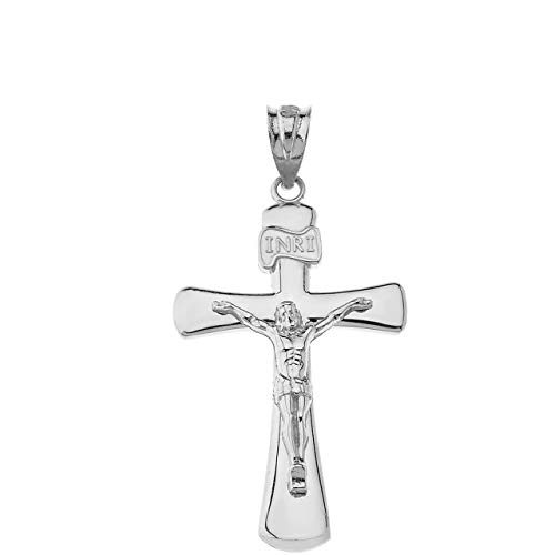 Claddagh Gold Fine 925 Sterling Silver Catholic Jesus Christ on INRI Cross Crucifix Pendant Sizes (S-L)