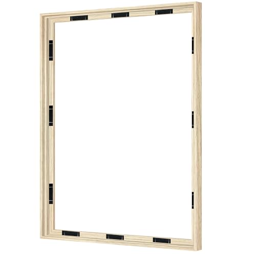 Abtgt 18x24 Canvas Floating Frame with 0.9 Deep 18x24 Floater Frames for Canvas Paintings with Adhesive Vertical or Horizontal Wall Art frame for Prints Oil Painting Diamond Decor Natural 1 Pack