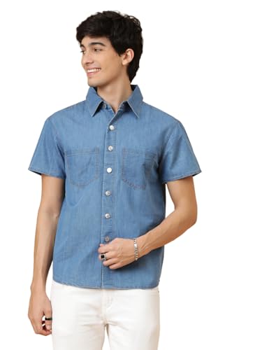 Image of KOTTY Men's Textured Casual Shirt - Long Sleeve||Button-Down Collar||Classic Fit