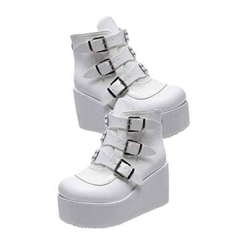 BESTYASH Botines De Punta Redonda Para Dama 5 Cm De Altura Estilo Retro Cómodos y Duraderos Perfectos Para Combinar Pantalones Faldas Shorts o Vestidos