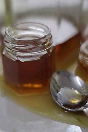 Image of Cute Hexagonal 50 ml Airtight Glass Jar Containers for Honey, Spices & Other Kitchen Items with Rust Proof Redcheck & Tarquiose Color Caps -Set of 06