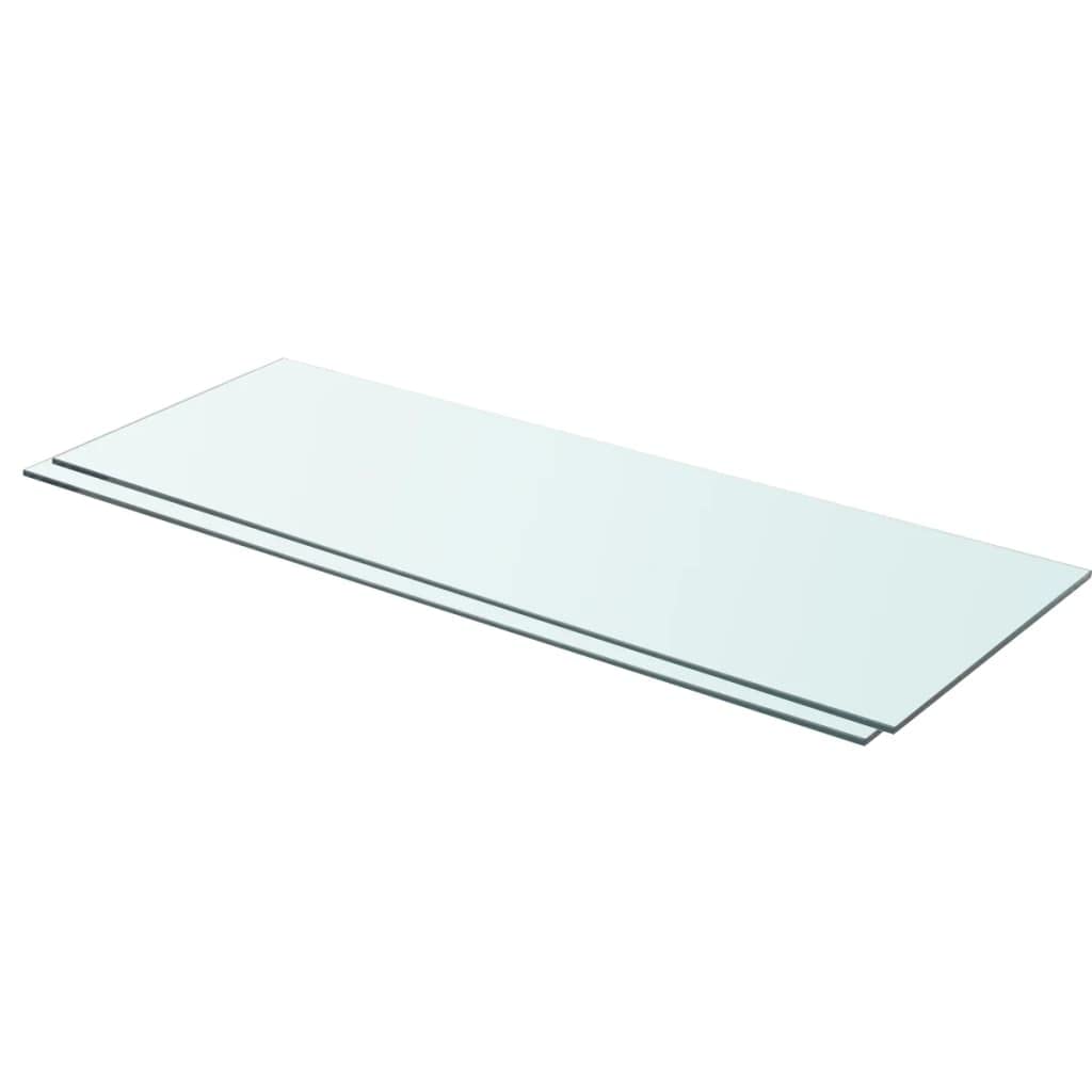 YUANCHUTOP Tempered Glass Shelf, 2Pcs Floating Glass Panel, 80x30 cm, Clear Tempered, 8mm Thick Wall Mount Glass Support Plate for Shower Bathroom Home Office Display