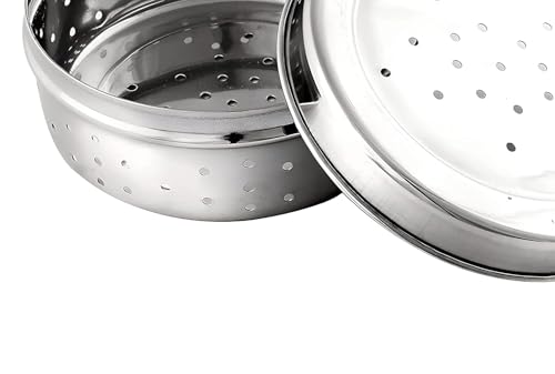 Image of Stainless Steel Green Coriander Storage Box Curry Leaves Box Set, Sprouts with air Ventilation Food containers Silver Dabba Flat Box Steel Dabba (Dhaniya 600 & 800 ML)
