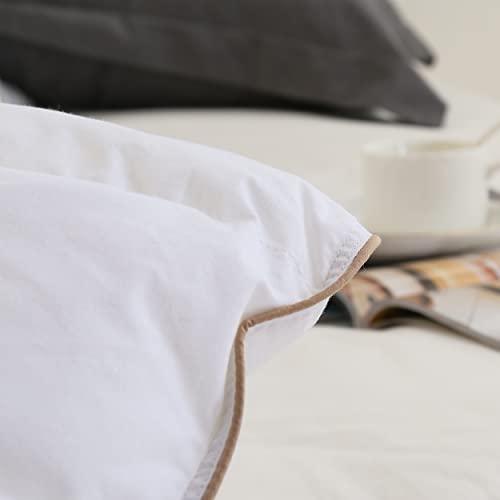 SNOWMAN Premium Down Comforter Queen Size, Luxurious Heavyweight Duvet Insert with Cotton Blended Fabric, 46oz Fill Weight 3D Baffle Box Design Medium Warm Hotel Bedding Comforter (White,90"x90")