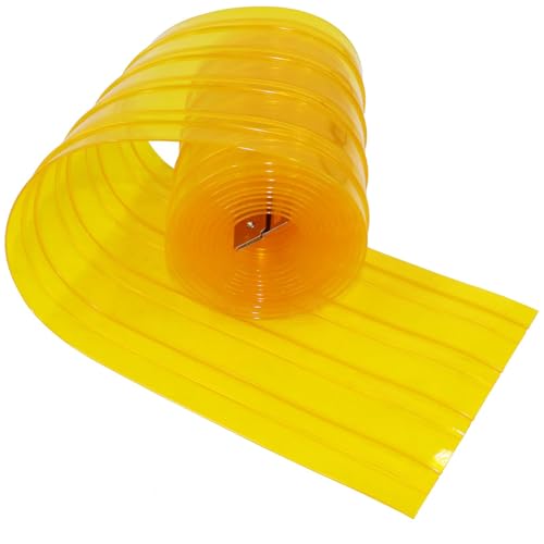 Rideau Laniere PVC pour Porte Niche Chien，3.6m*20cm (avec 2pc Metal Strips),Jaune Rideau à Lanières Transparent Isolant Thermique et Résistant au Froid...