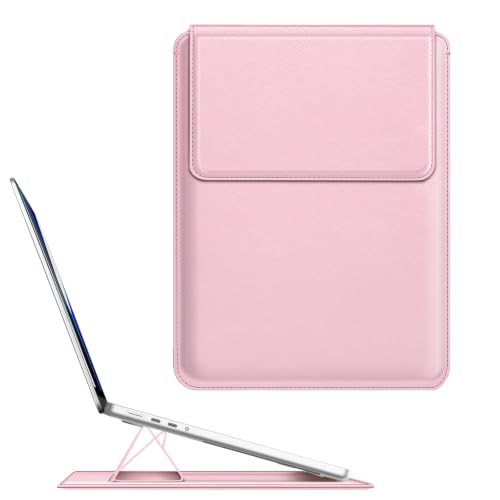 Image of Fintie Sleeve Case for MacBook Neo 13 inch, Air 13.6 /13.3 inch, Pro 13 inch | Other Up to 13 inch Laptop Tablet, Slim Bag Cover with Stand, Synthetic Leather, Magnetic Closure, Blush