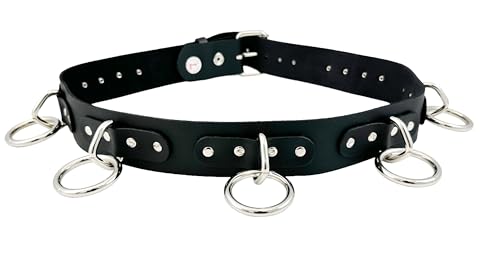 Bondage Belt Punk Rock Star Metal Silver Ring Full Grain Cowhide Leather Belt USA