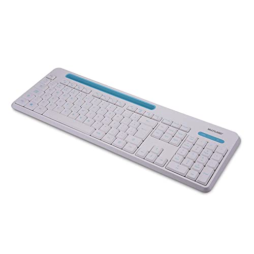 Combo Teclado e Mouse Multimídia Sem Fio 2.4Ghz Branco com Apoio para Smartphones USB - TC281