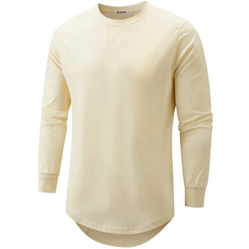 Image of KLIEGOU Men's 100% Cotton Longline T-Shirt, Pre-Shrunk Soft