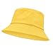 Kids Bucket Hats Kids Sun Hat Summer Sun Protection Beach Cap Cotton Unisex Toddler Bucket Hat Outdoor Visor Cap for Boys Girls Bright Yellow 2-7 T