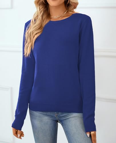 Image of QUALFORT Women's 100% Cotton Sweater, Basic Lightweight Long Sleeve Pullover